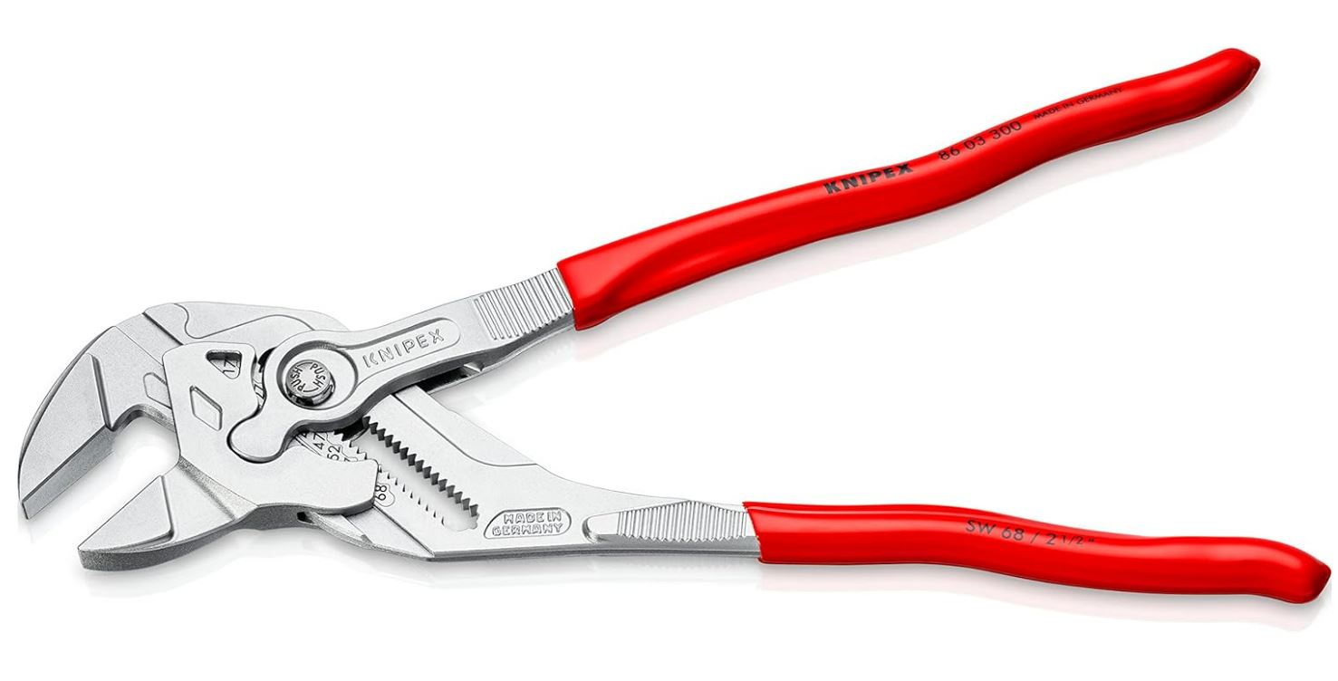 Pince cle 300mm chromée, gainées en plastique - Sur carte - KNIPEX - 8603300SB