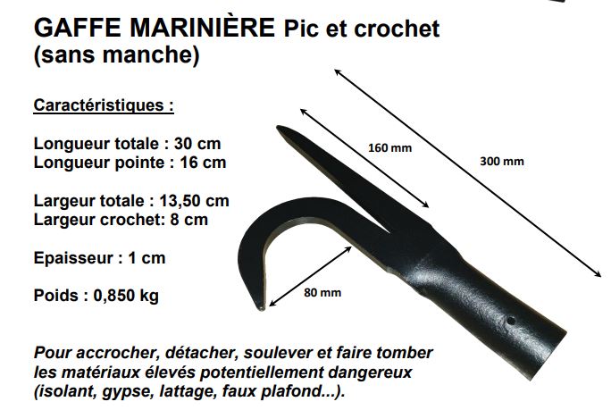GAFFE MARINIERE PIC & CROCHET (sans manche) FORGES DE MAGNE - 391100