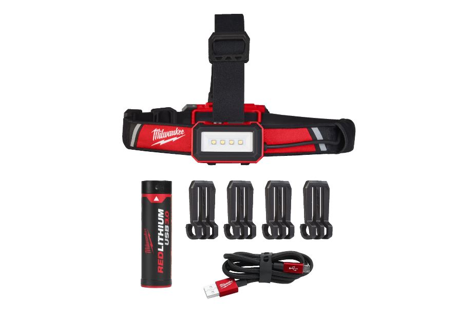 Lampe frontale Milwaukee pour casque de chantier L4 HLRP-301 avec batterie - 4933479767