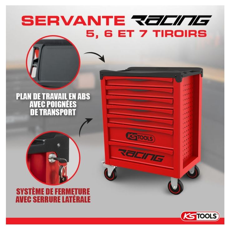 Servante d'atelier RACING KS TOOLS 6 tiroirs équipée de 184 outils - 855.6184 KS TOOLS - 855.6184