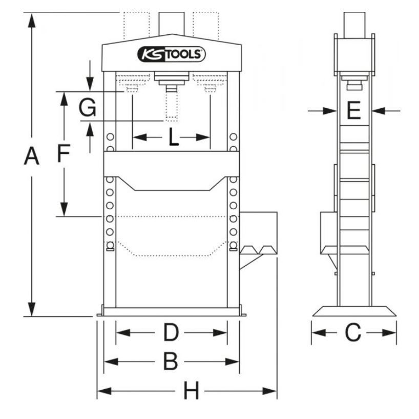 PRESSE HYDRAULIQUE D'ÉTABLI 15 T AVEC GRILLE KS TOOLS POMPE HYDRAULIQUE 2 VITESSES 160.0112 KS TOOLS - 160.0112