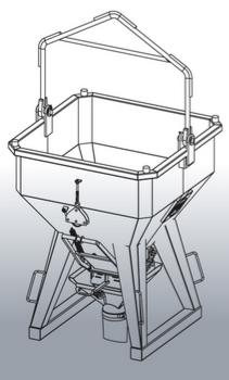 Benne à béton à tuyau 1500L droite déclenchement à corde EICHINGER 1034.14