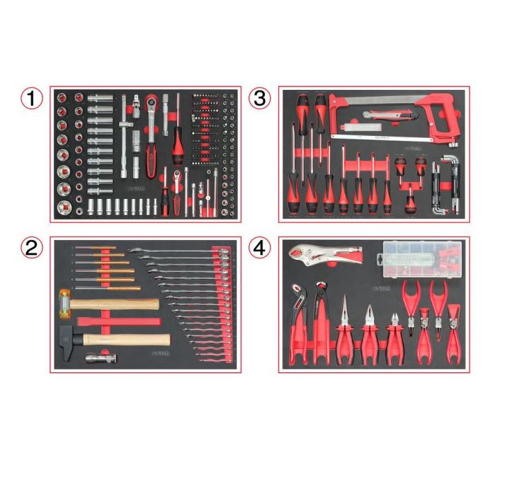 Servante d'atelier 6 tiroirs équipée avec 265 outils KS TOOLS - 824.6536F