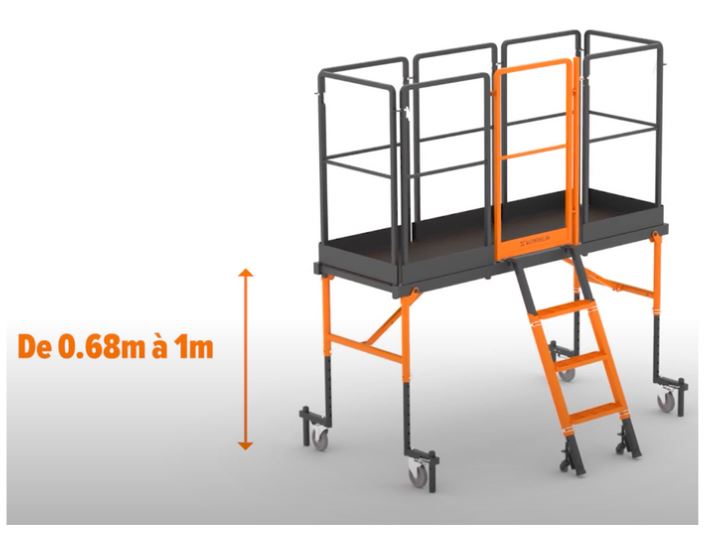 Plateforme de travail modulable hauteur de travail 3m plateau 190 cm x 60 cm MONDELIN 500800