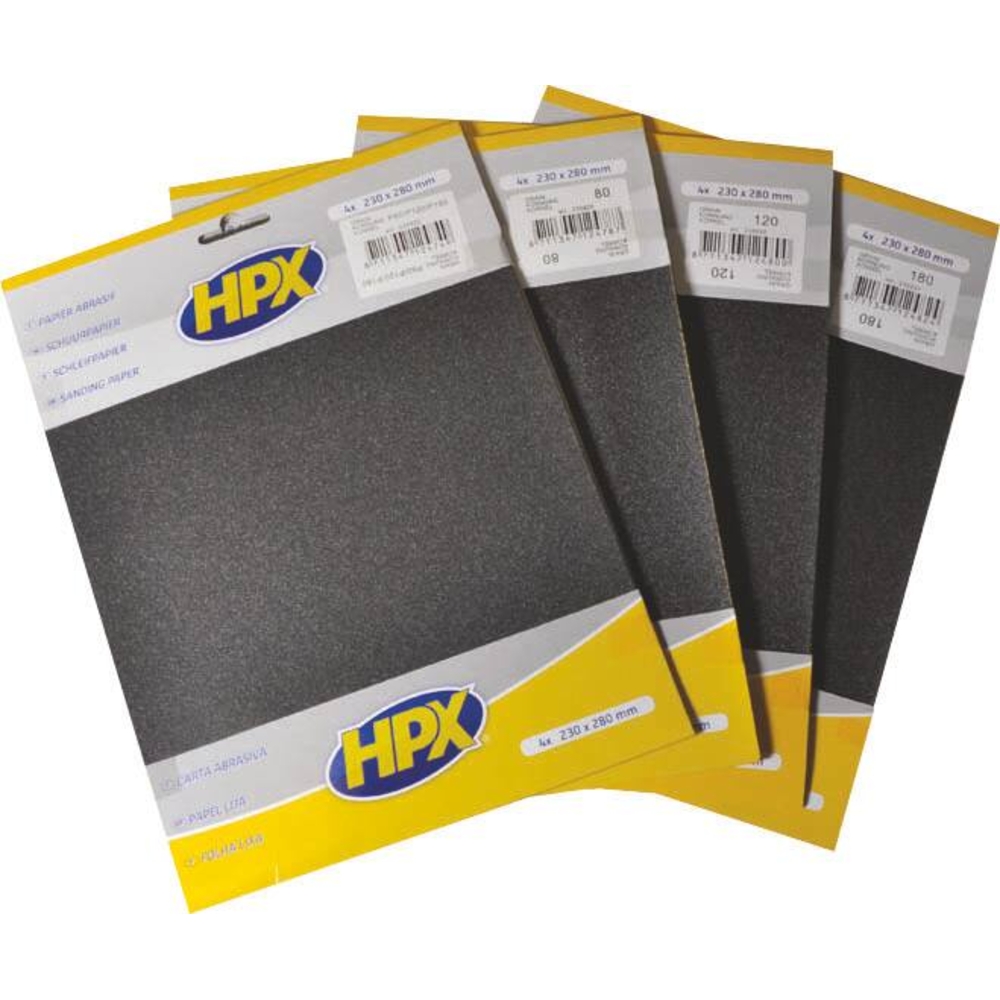 Papier abrasif P80/P120x2/P180 - lot de 4 feuilles HPX - 20480