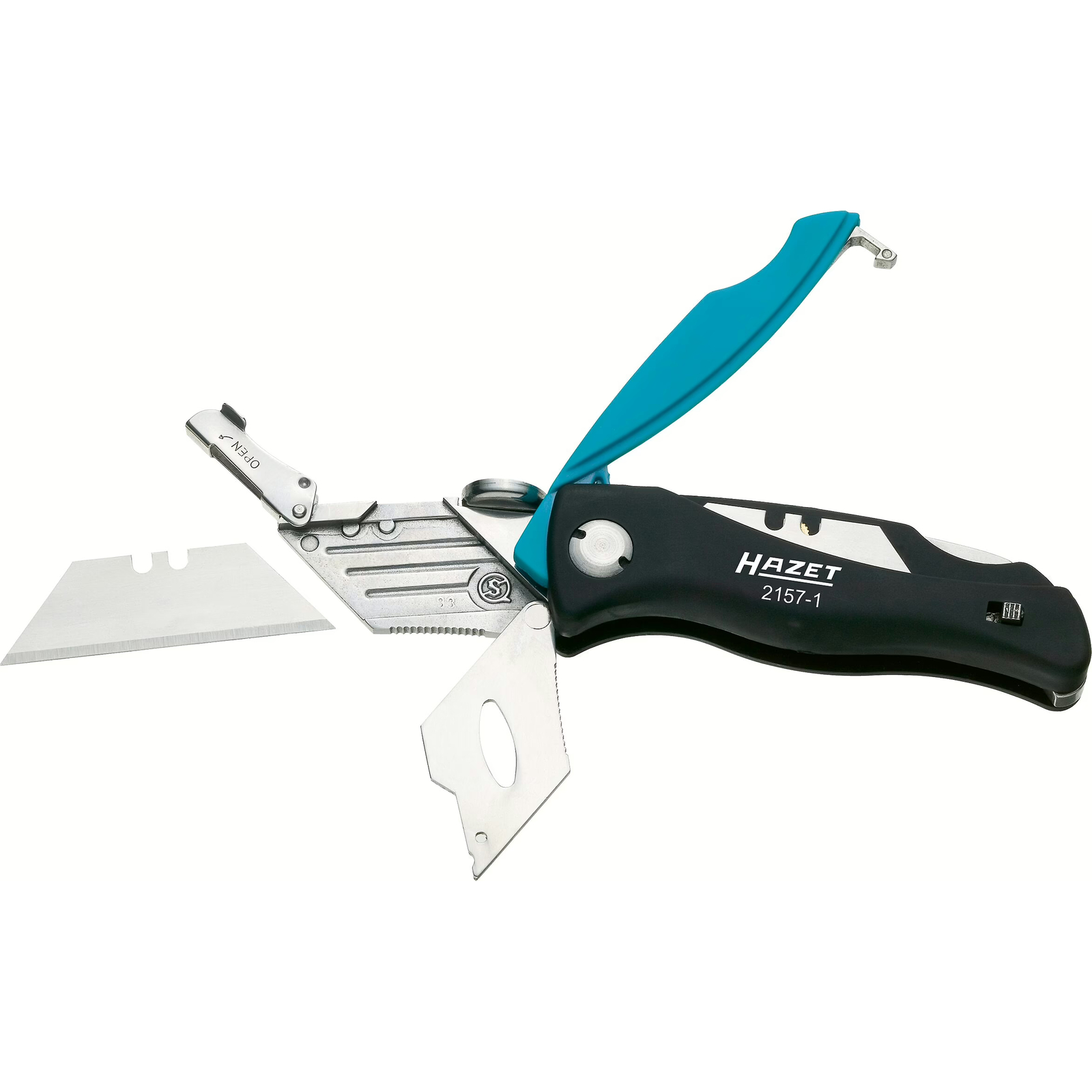 Couteau pliant 159,9 mm 5 lames rechange manche ABS HAZET - 2157-1