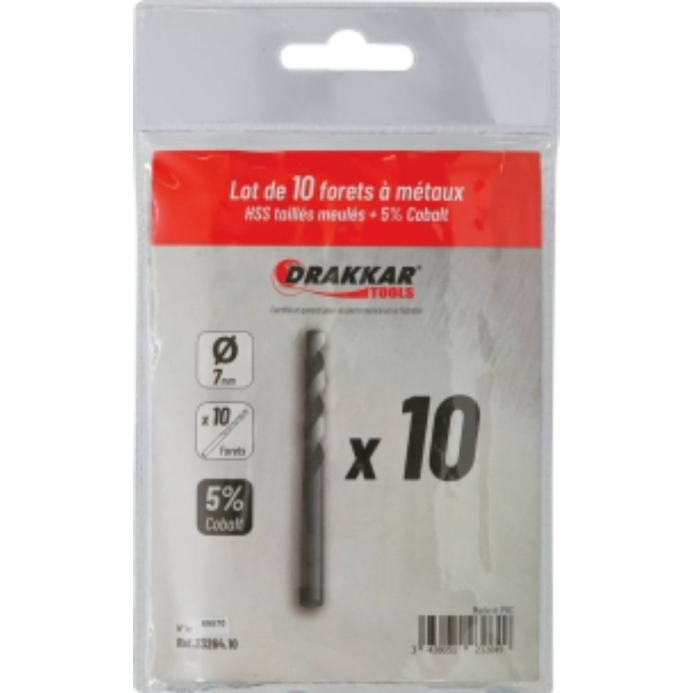Foret à métaux HSS 5% cobalt 7mm - de 1 pcs DRAKKAR TOOLS - 23264