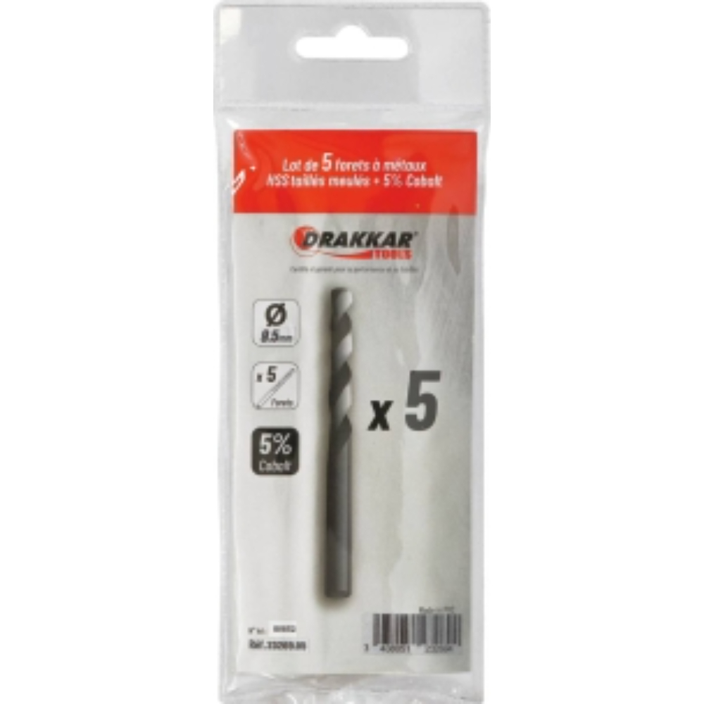 Foret à métaux HSS 5% cobalt 9,5mm - de 1 pcs DRAKKAR TOOLS - 23269