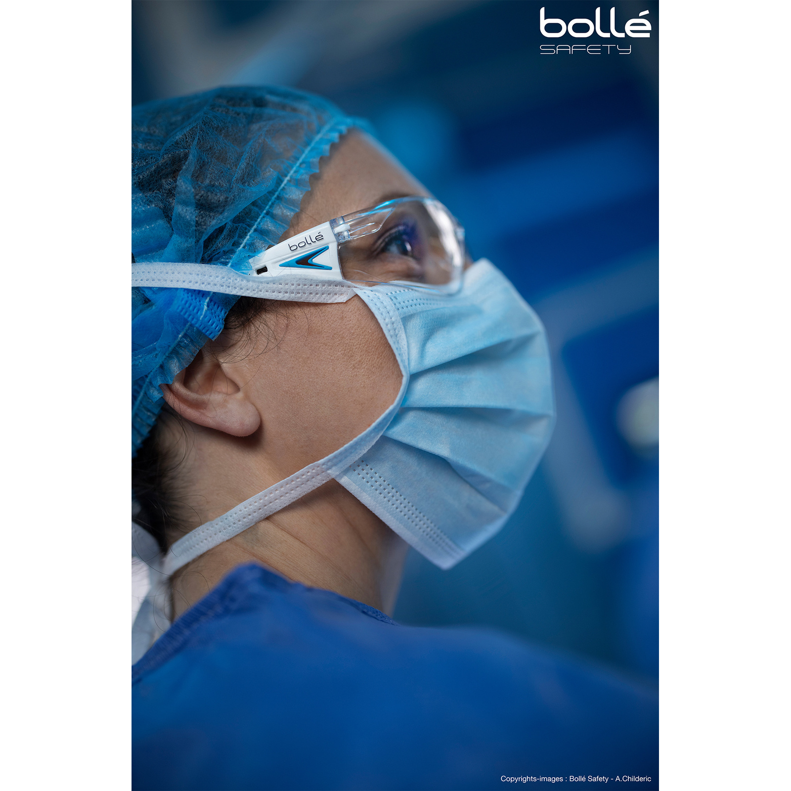 Lunette incolore monture bleu/blanche RUSH+ BOLLÉ SAFETY - PSSRUSP085