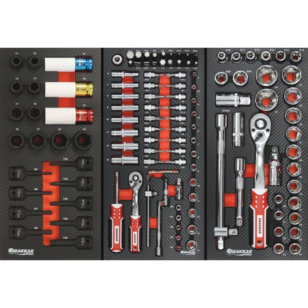 Module mousse 402x189x32mm carbone douilles 1/2