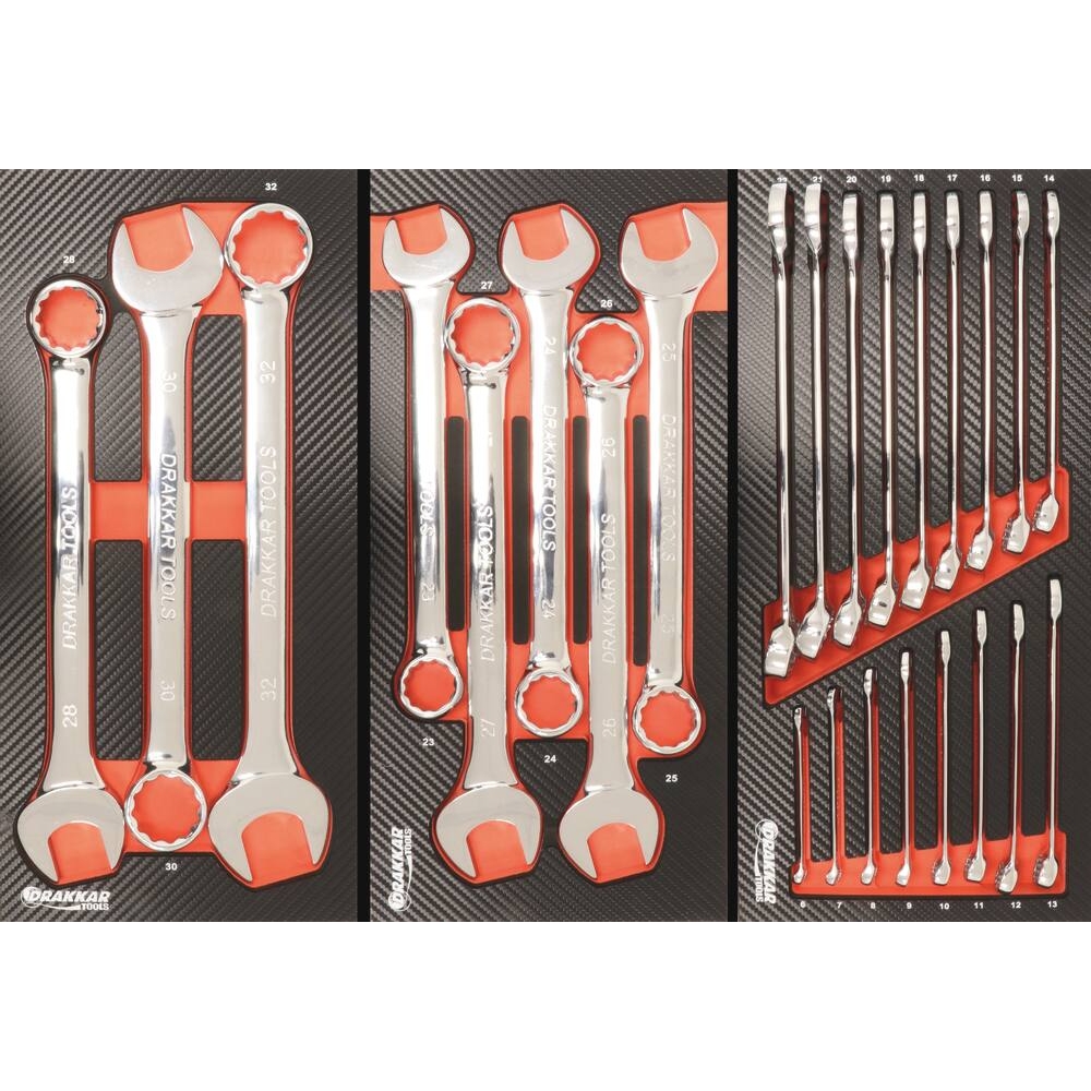 Servante d'atelier 7 tiroirs composée de 198 outils - modules finition carbone DRAKKAR TOOLS - 25054