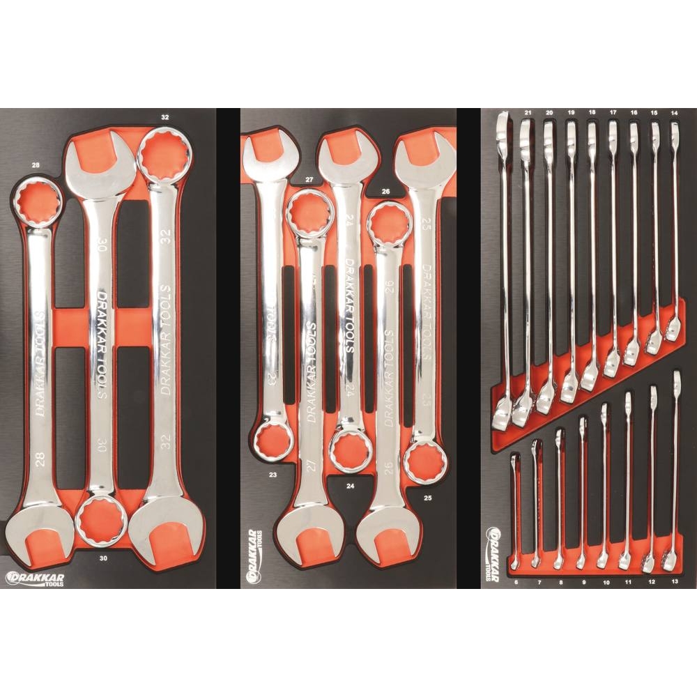 Servante d'atelier 8 tiroirs composée de 212 outils - modules finition métal DRAKKAR TOOLS - 25070