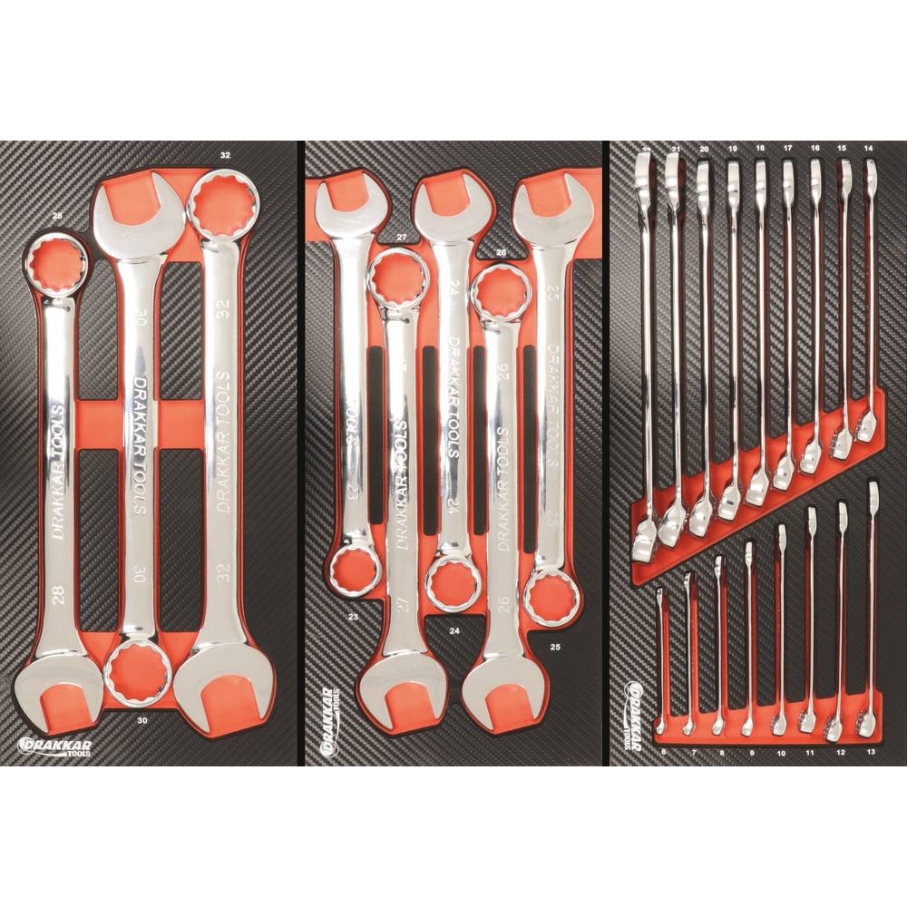 Servante d'atelier 7 tiroirs composée de 215 outils - modules finition carbone DRAKKAR TOOLS - 25079