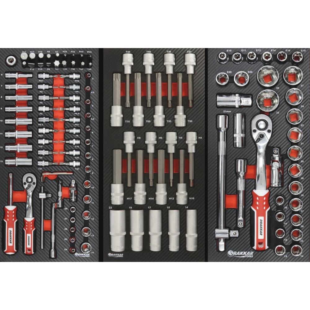Module mousse 402x189x32mm carbone douilles 1/2