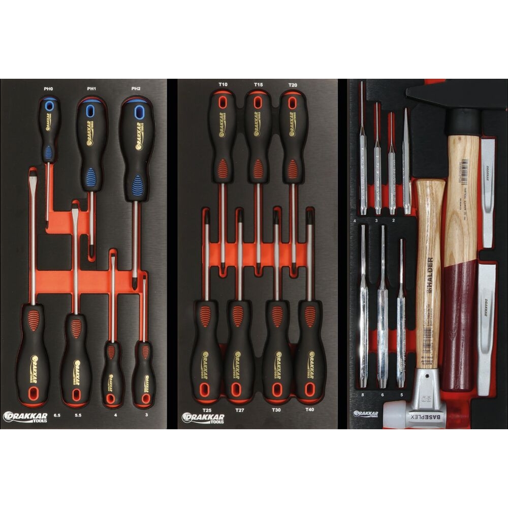 Module mousse 395x178mm métal tournevis Torx - 7 pcs DRAKKAR TOOLS - 09727