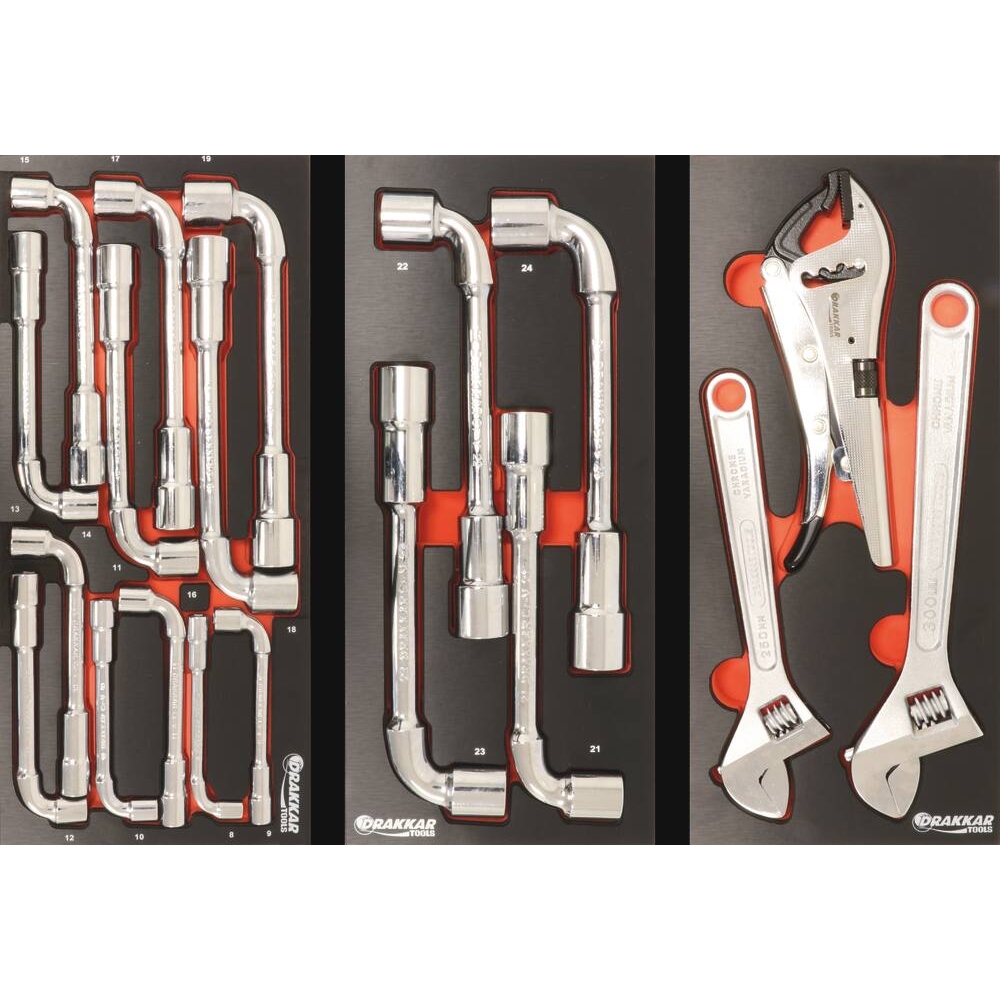 Servante d'atelier 7 tiroirs composée de 205 outils - modules finition métal DRAKKAR TOOLS - 25092