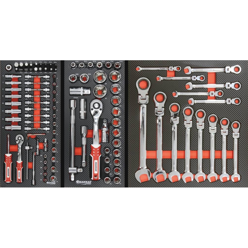 Module mousse 402x189x32mm carbone douilles 1/2