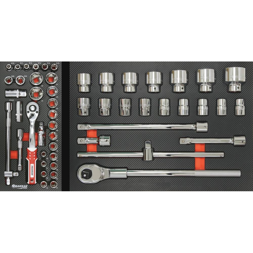 Servante d'atelier XXL 7 tiroirs composée de 170 outils PL - modules finition carbone DRAKKAR TOOLS - 25103
