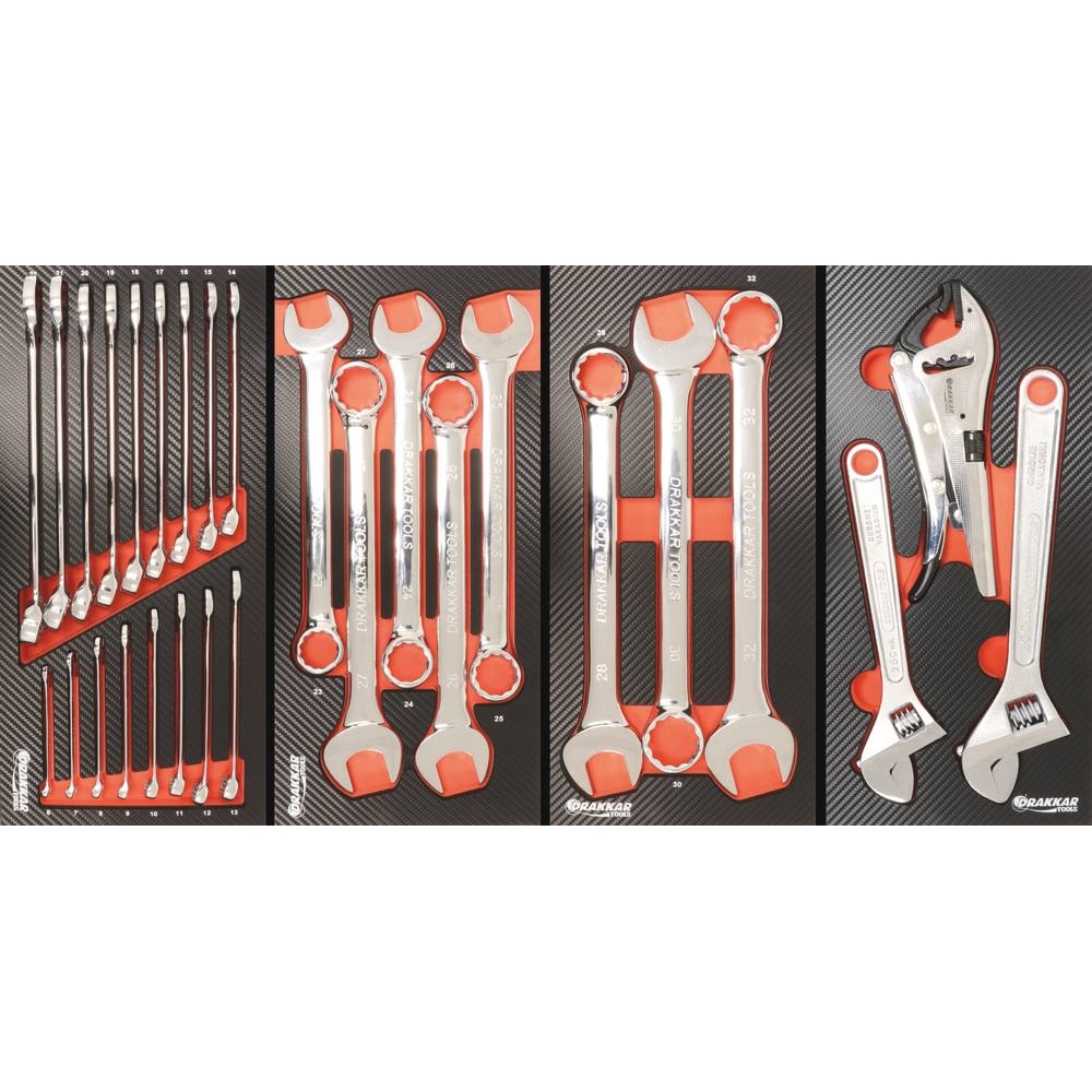 Servante d'atelier XXL 7 tiroirs composée de 170 outils PL - modules finition carbone DRAKKAR TOOLS - 25103