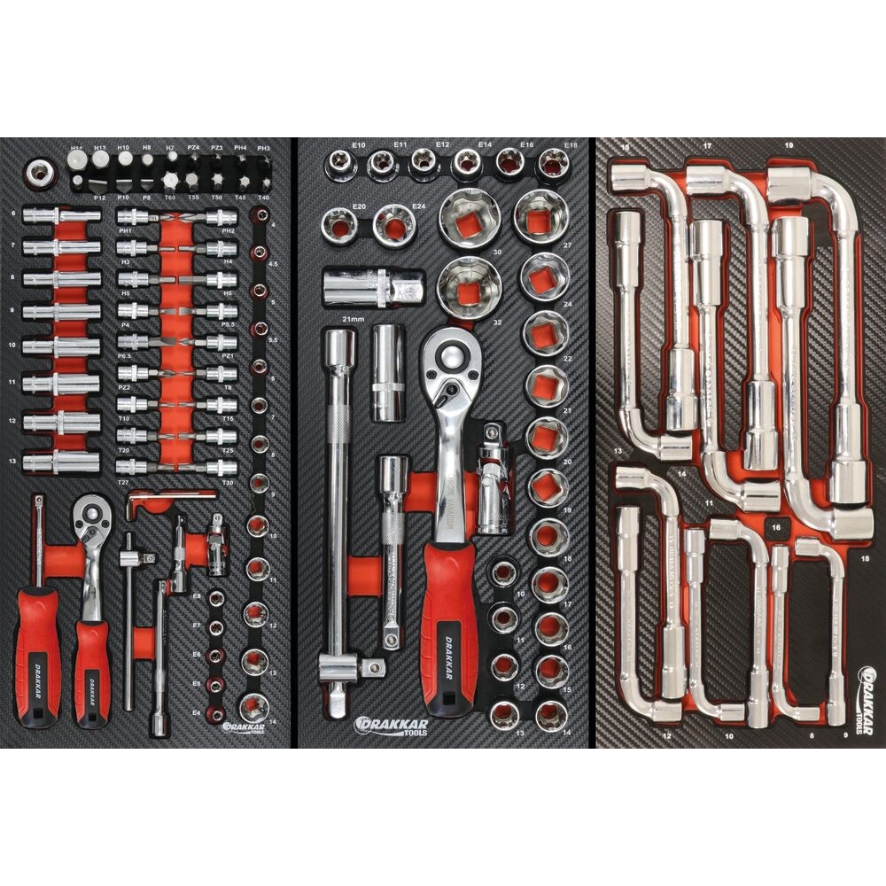 Module mousse 402x189x32mm carbone douilles 1/2