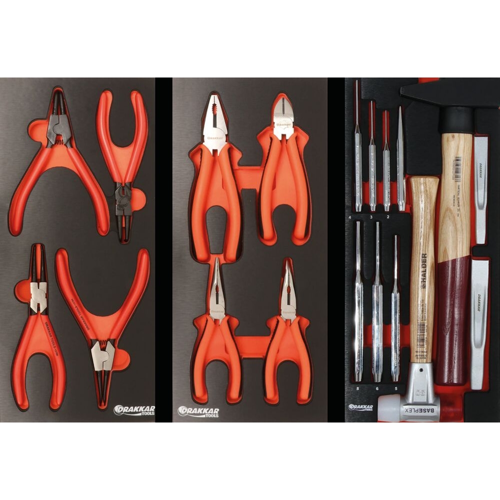 Servante d'atelier 8 tiroirs composée de 249 outils - modules finition métal DRAKKAR TOOLS - 25115