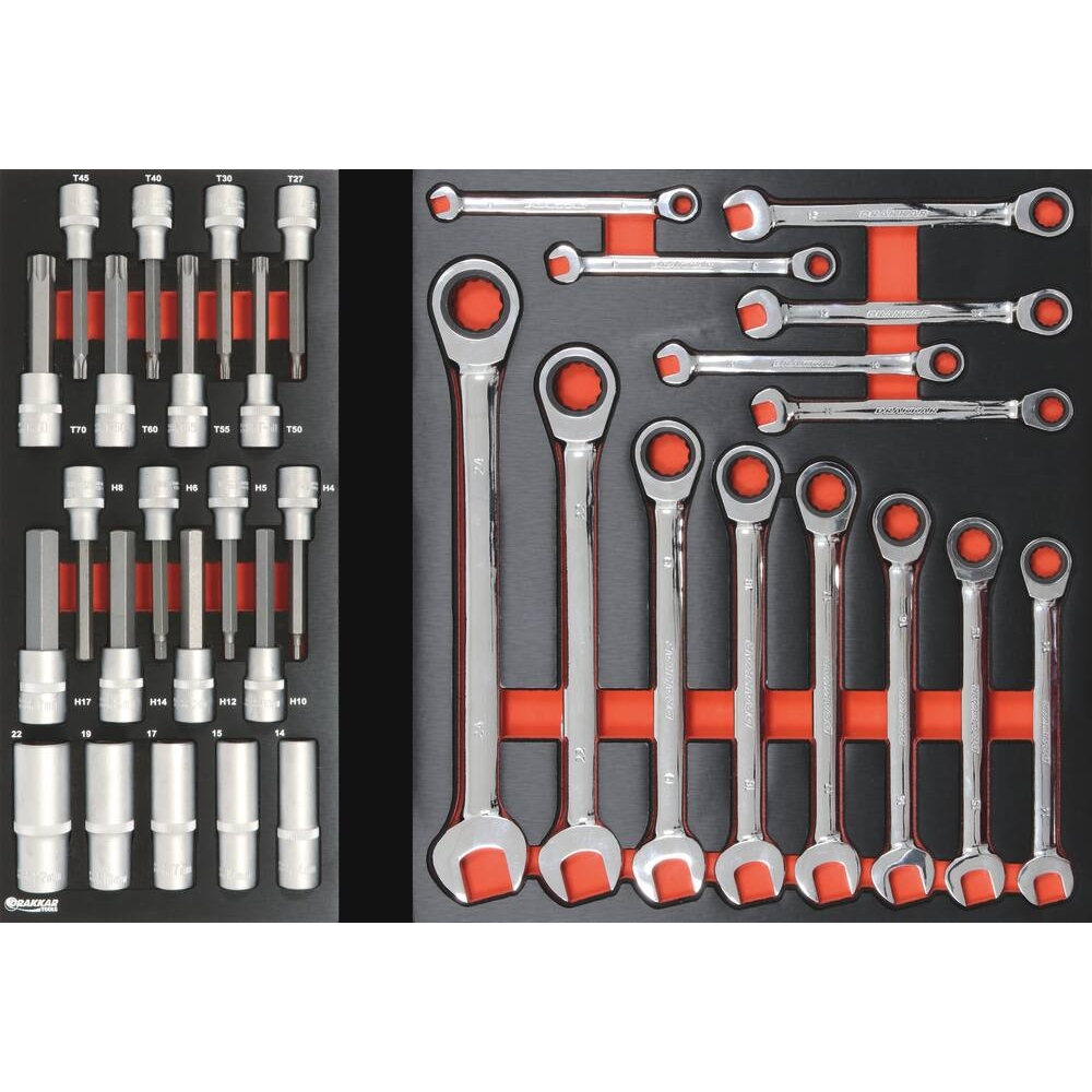 Servante d'atelier 8 tiroirs composée de 249 outils - modules finition métal DRAKKAR TOOLS - 25115