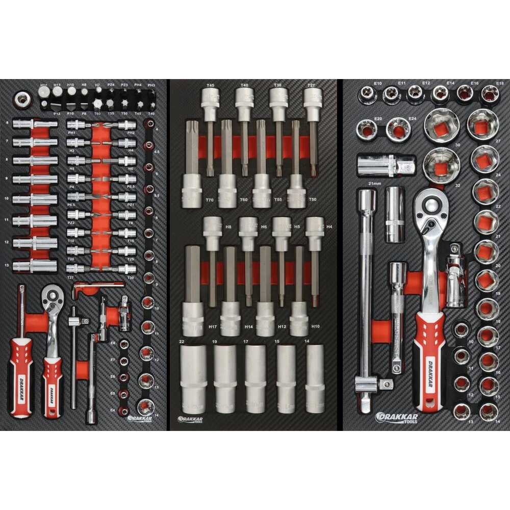 Module mousse 402x189x32mm carbone douilles 1/2