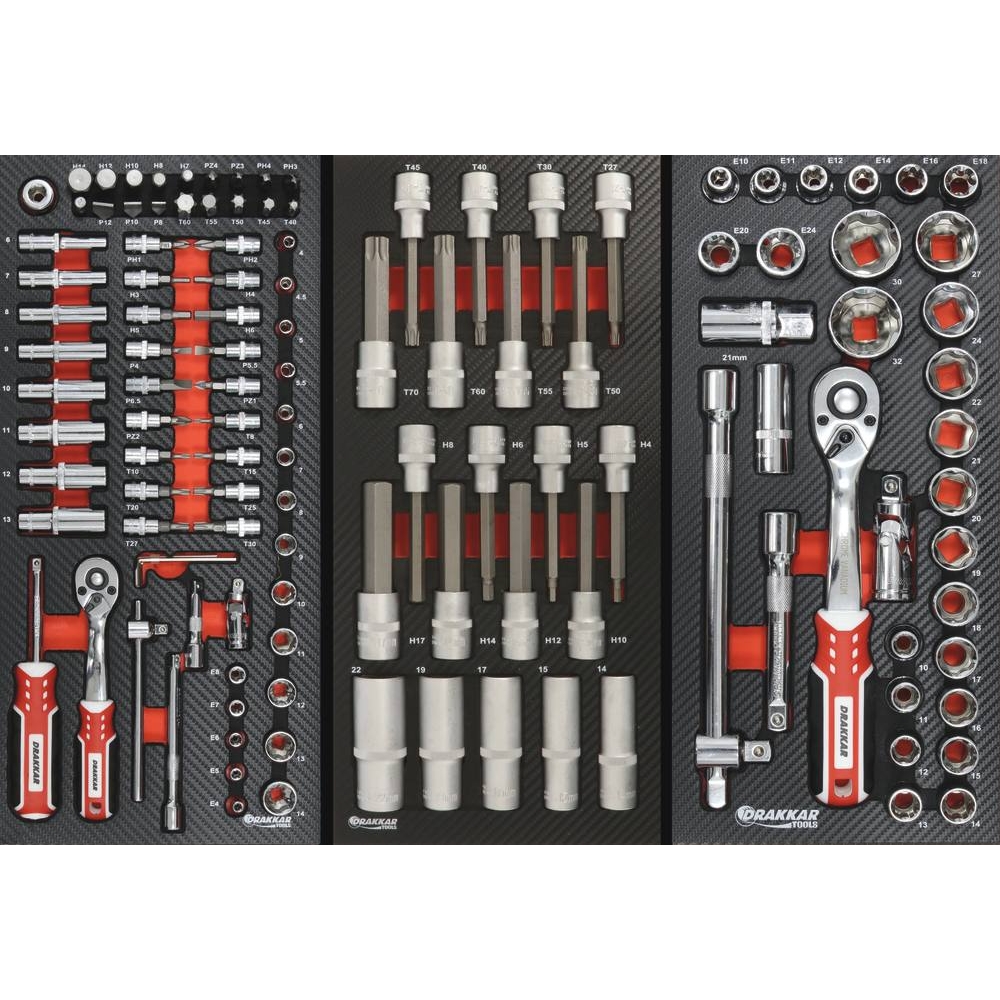 Module mousse 402x189x32mm carbone douilles 1/2