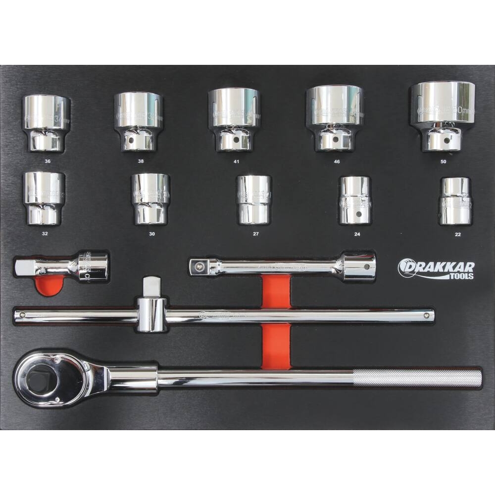 Servante d'atelier 8 tiroirs composée de 263 outils PL - modules finition métal DRAKKAR TOOLS - 25124