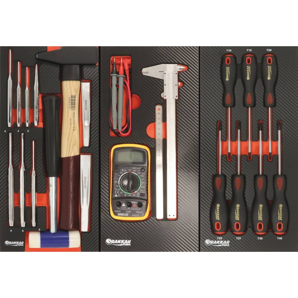Module mousse 402x189mm carbone multimètre/pied à coulisse - 2 pcs DRAKKAR TOOLS - 09884