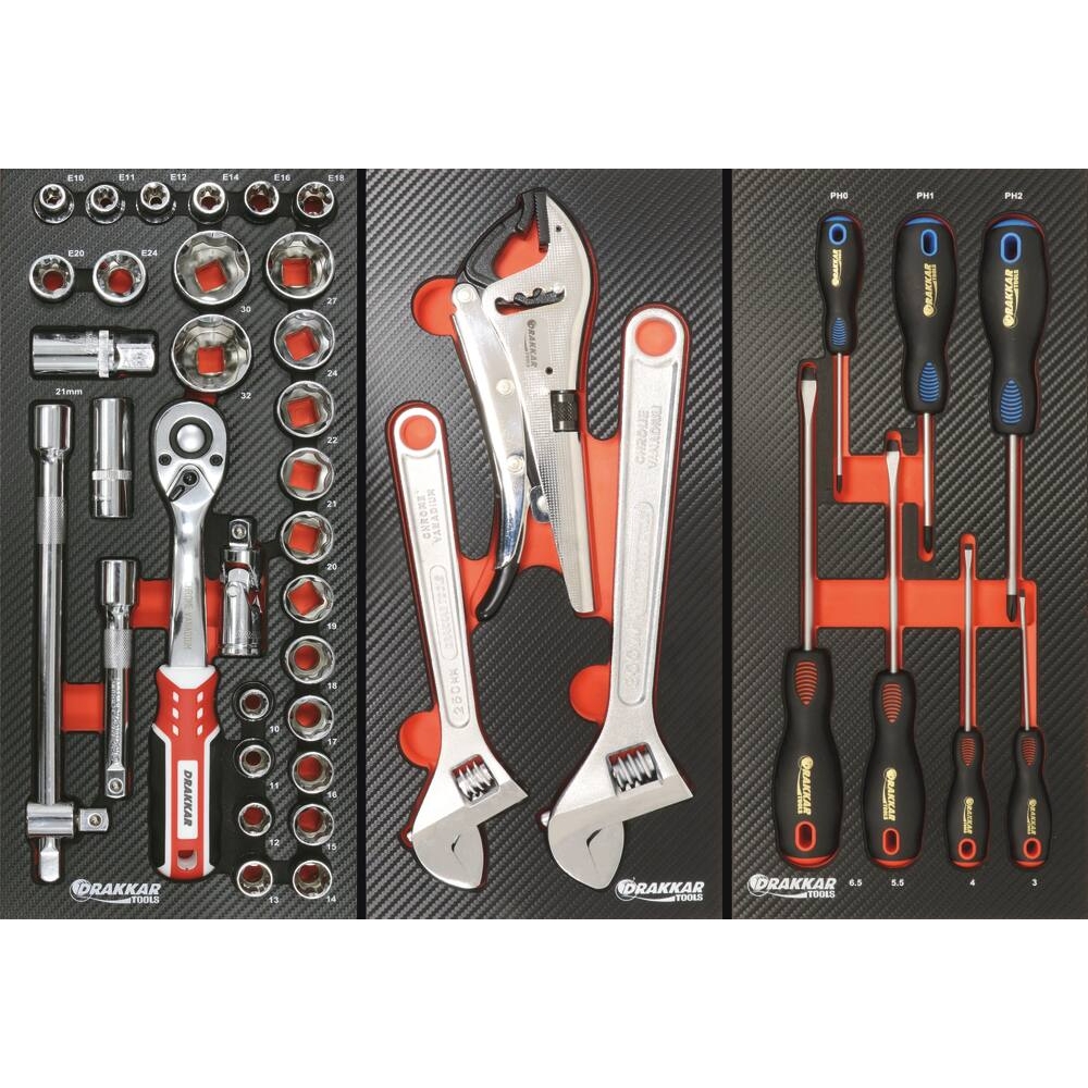 Module mousse 402x189x32mm carbone douilles 1/2