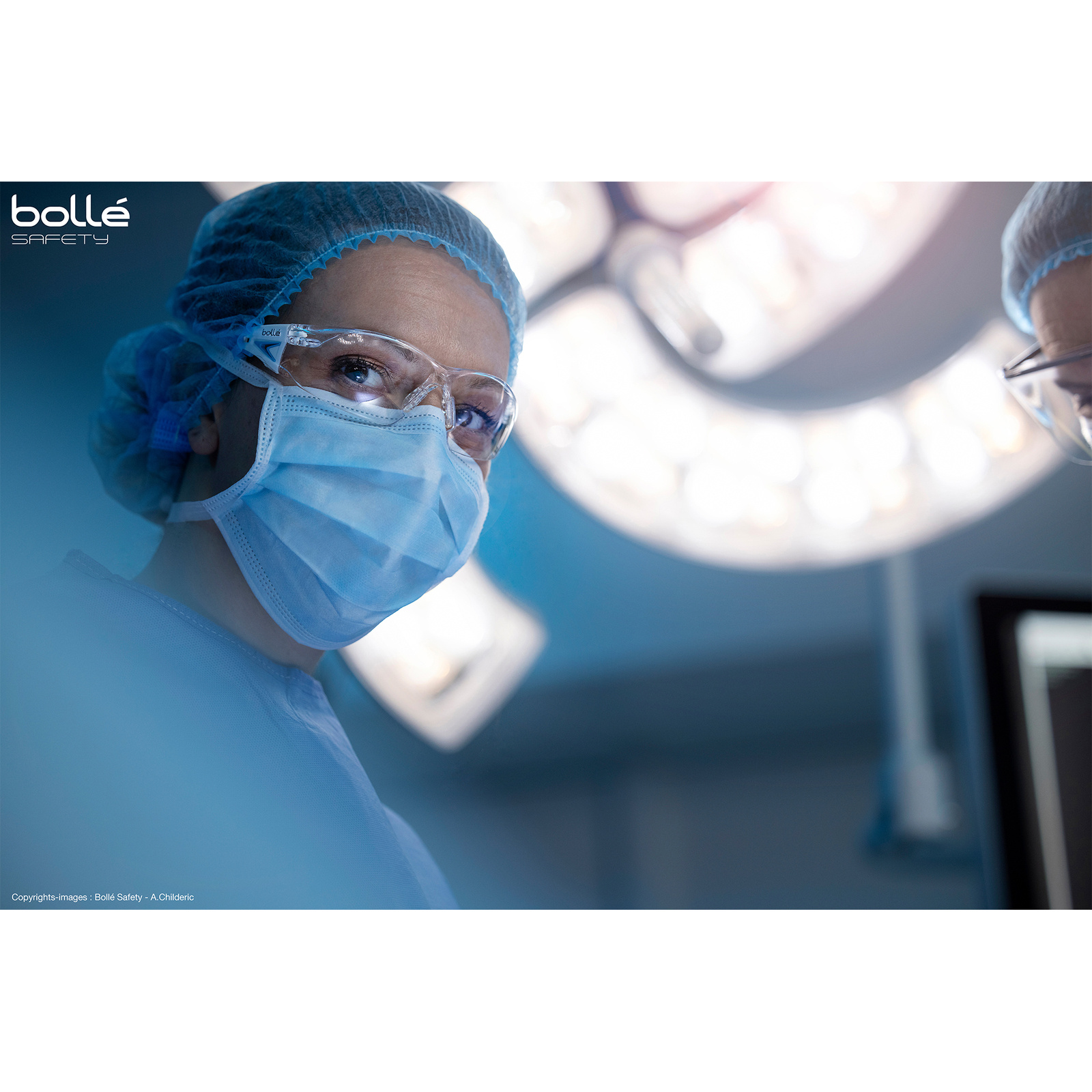 Lunette incolore monture bleu/blanche RUSH+ BOLLÉ SAFETY - PSSRUSP085