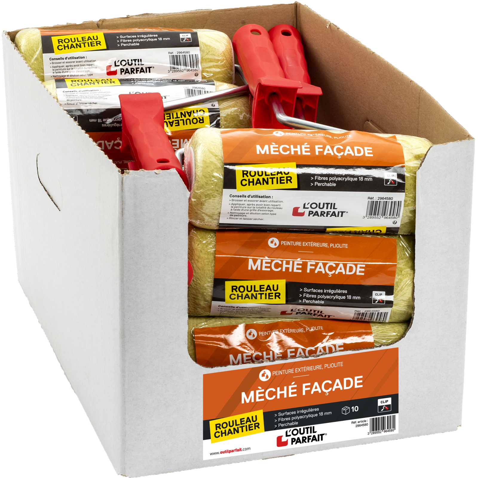 Rouleau pour façade polyacrylique méché 18 mm Taille 180 mm L'OUTIL PARFAIT - 2964580