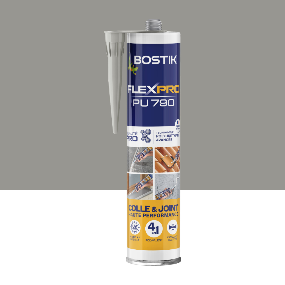 Mastic polyuréthane multi-usages polyvalent FlexPro PU790 - gris - 300 ml - Lot de 12 - BOSTIK - 30627498