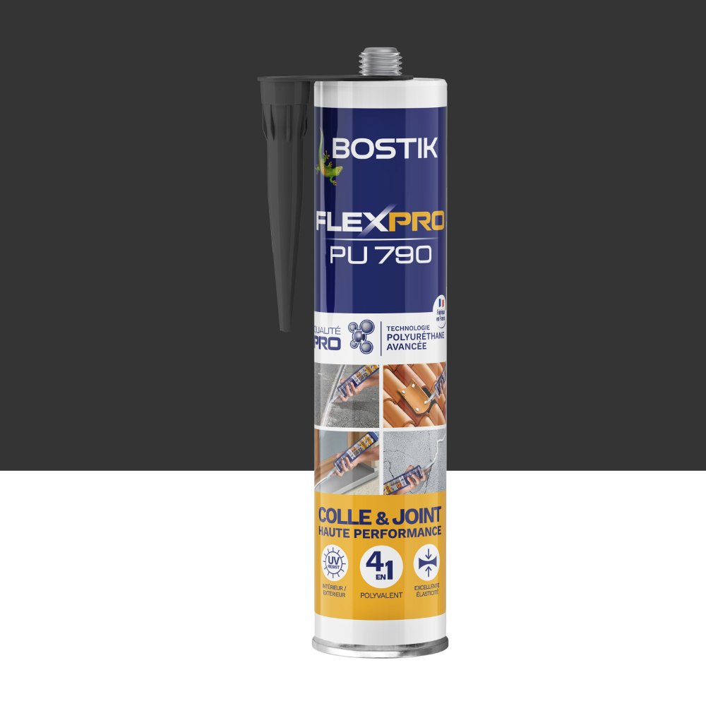 Mastic polyuréthane multi-usages polyvalent FlexPro PU790 - noir - 300 ml - Lot de 12 - BOSTIK - 30627500