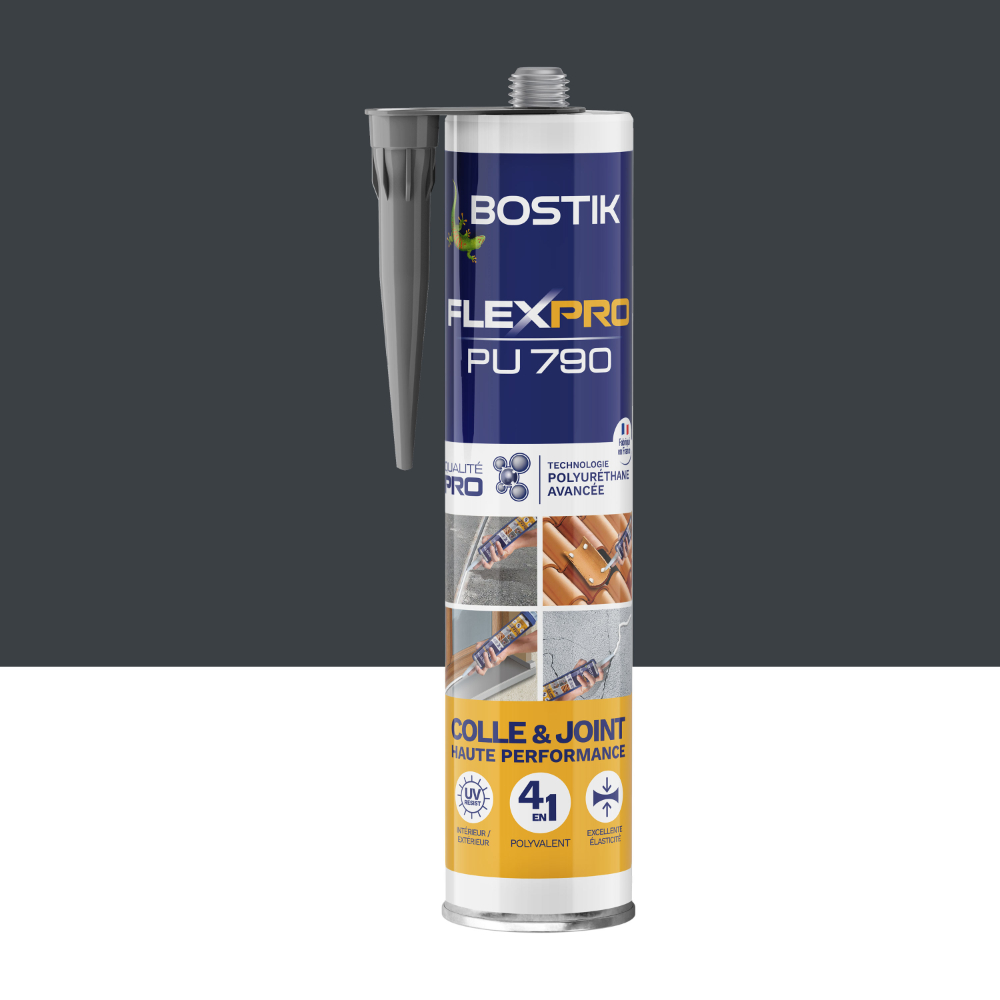 Mastic polyuréthane multi-usages polyvalent FlexPro PU790 - anthracite - 300 ml - Lot de 12 - BOSTIK - 30627502