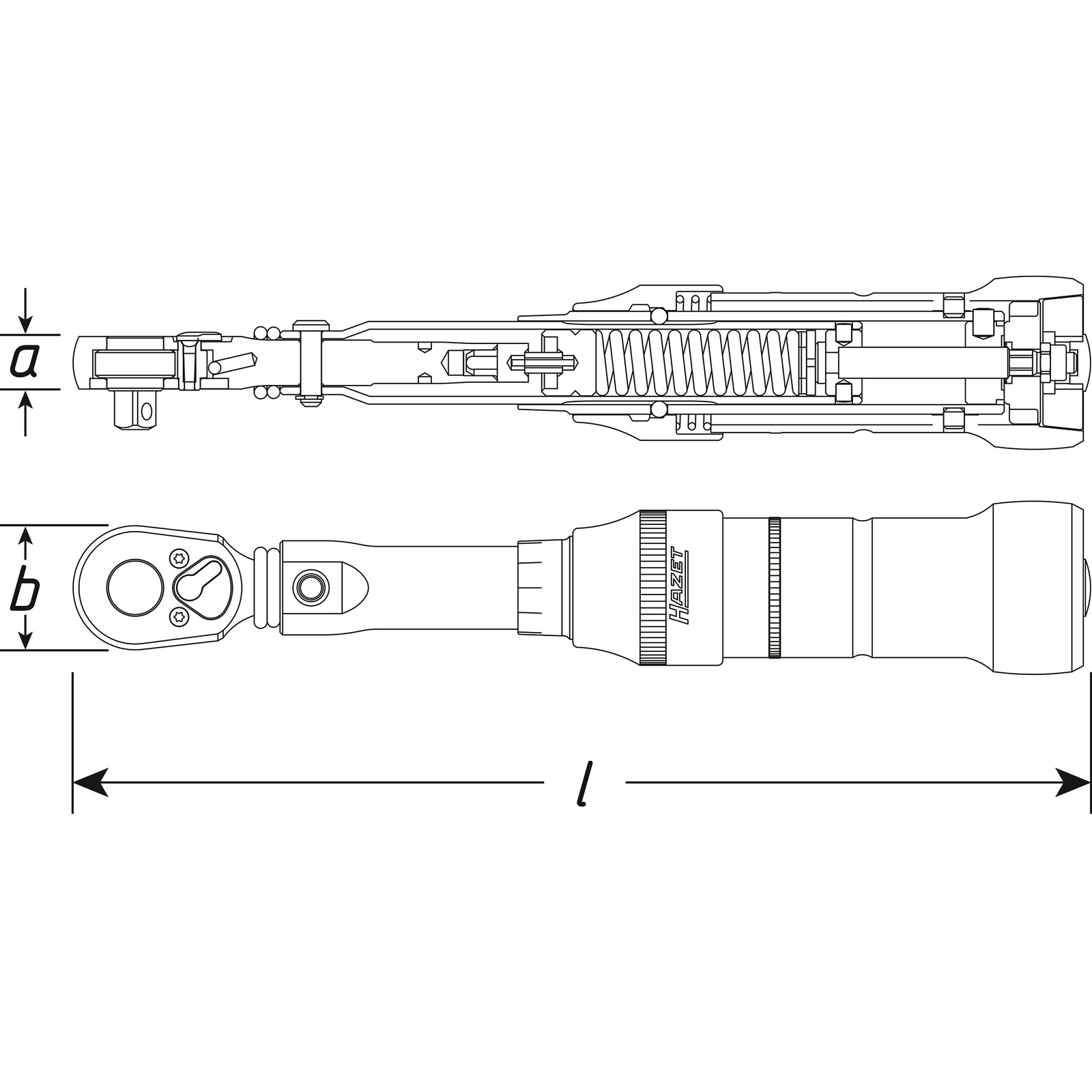 Clé dynamométrique 162,7–813,5 Nm norme américaine avec cliquet HiPer 90 dents HAZET - 6132-1CT