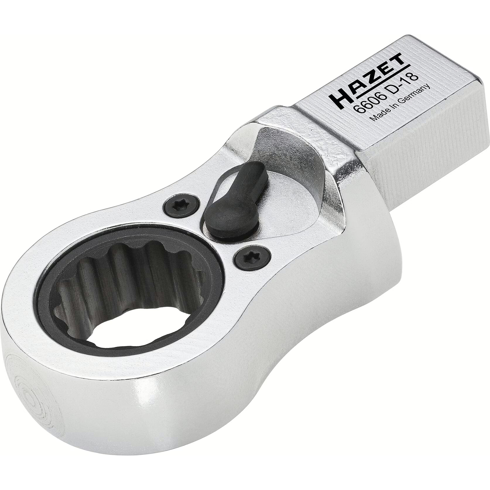Attache mâle polygonale à cliquet carré femelle 14 x 18 mm profil 12 pans 40 dents 250 Nm HAZET - 6606D-18