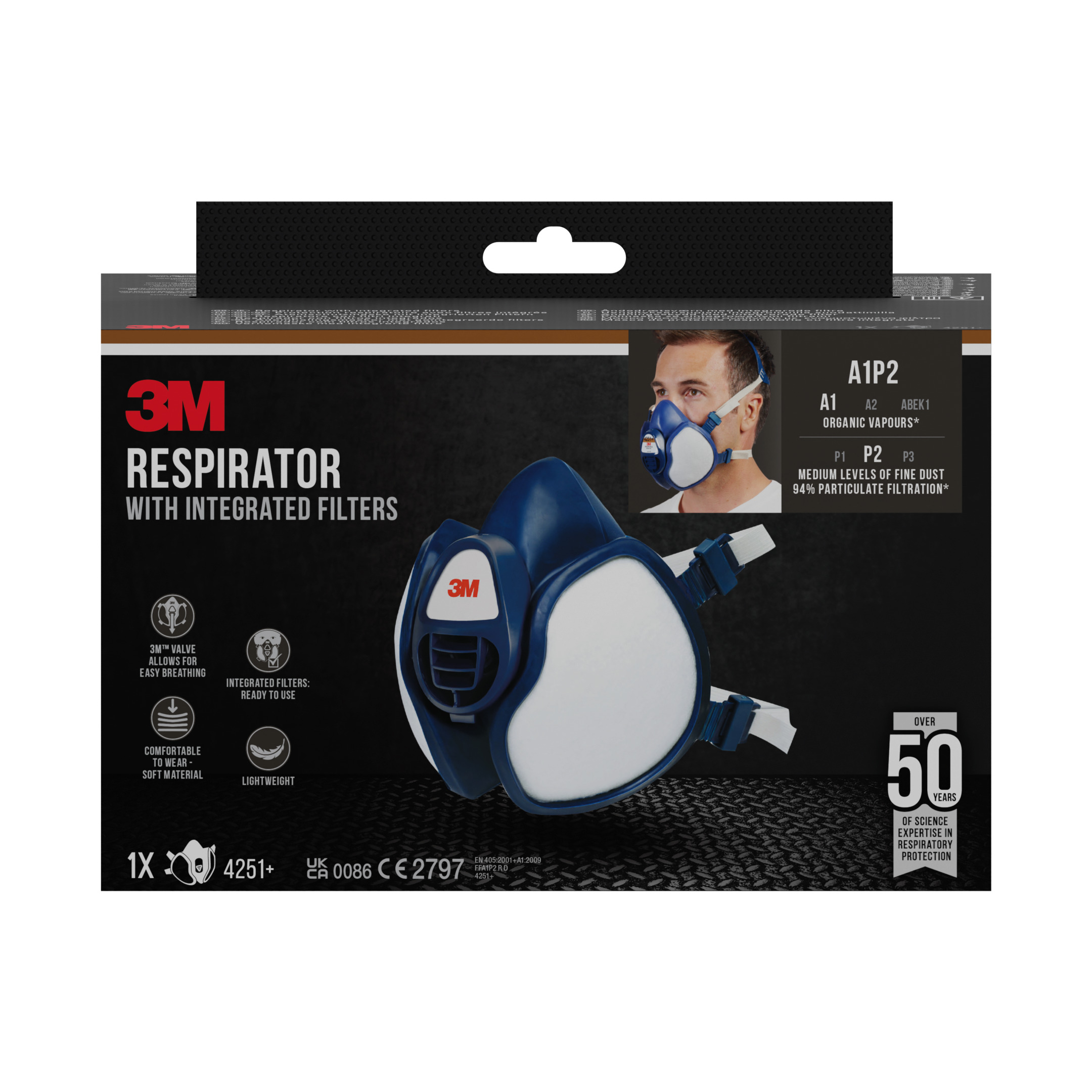 Demi-masque 4251+ A1 P2 blanc/bleu - 3M - 4251N10 00