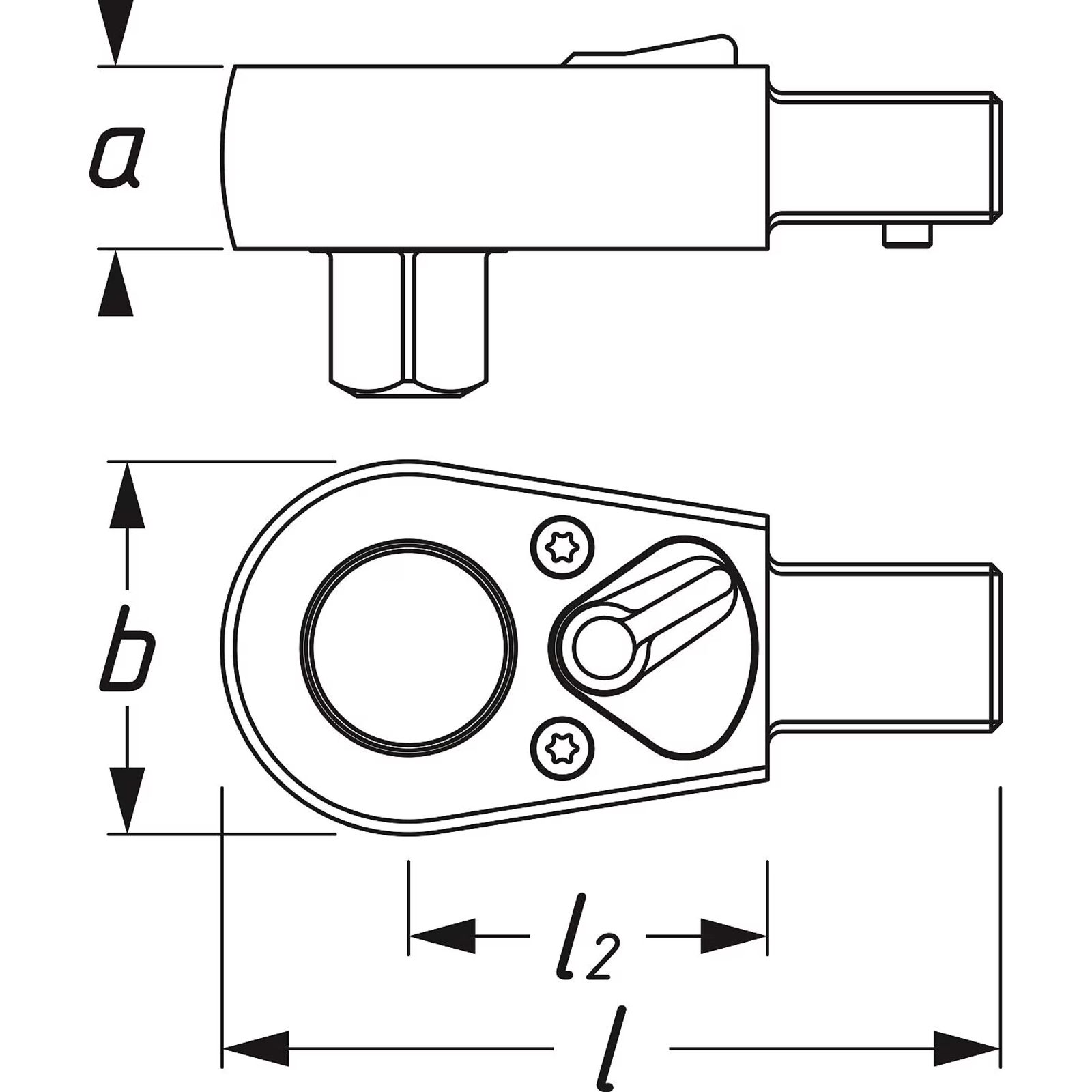 Attache mâle cliquet réversible carré massif 9 x 12 mm 20 dents 18° 40 Nm HAZET - 6401-1