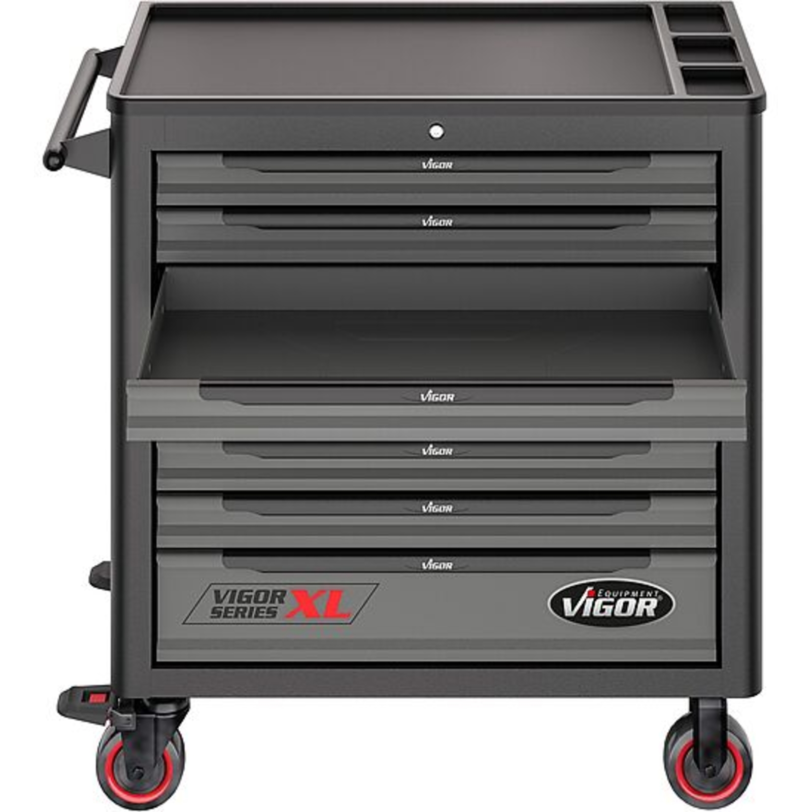 Servante d'atelier séries XL plateau de travail en matière plastique avec assortiment  VIGOR - V4542