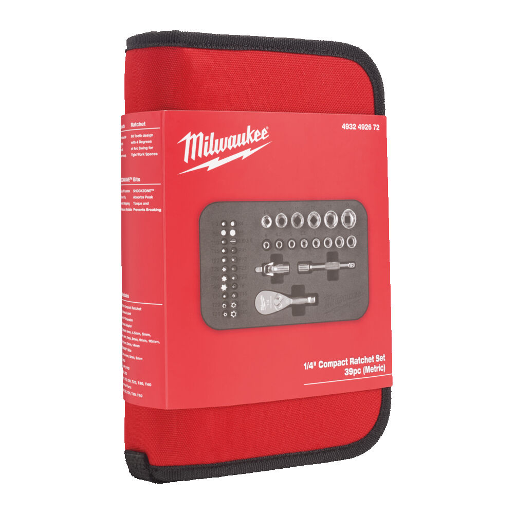 COFFRET CLIQUET ET DOUILLES COMPACT 1/4 MILWAUKEE - 4932492672