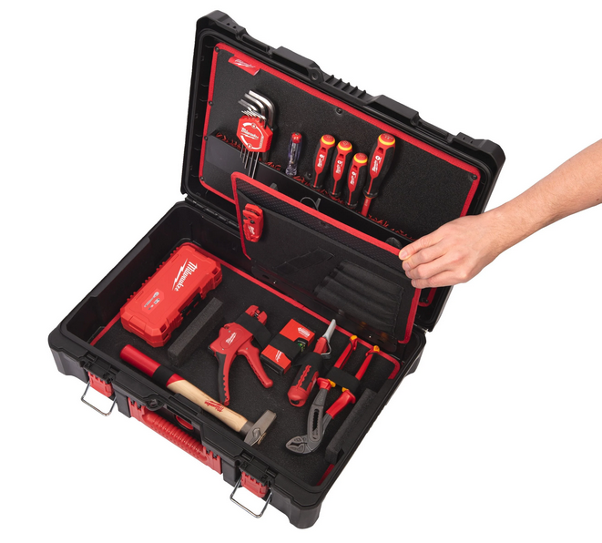 SET PACKOUT ELECTRICIEN 62 PIECES MILWAUKEE + TROLLEY