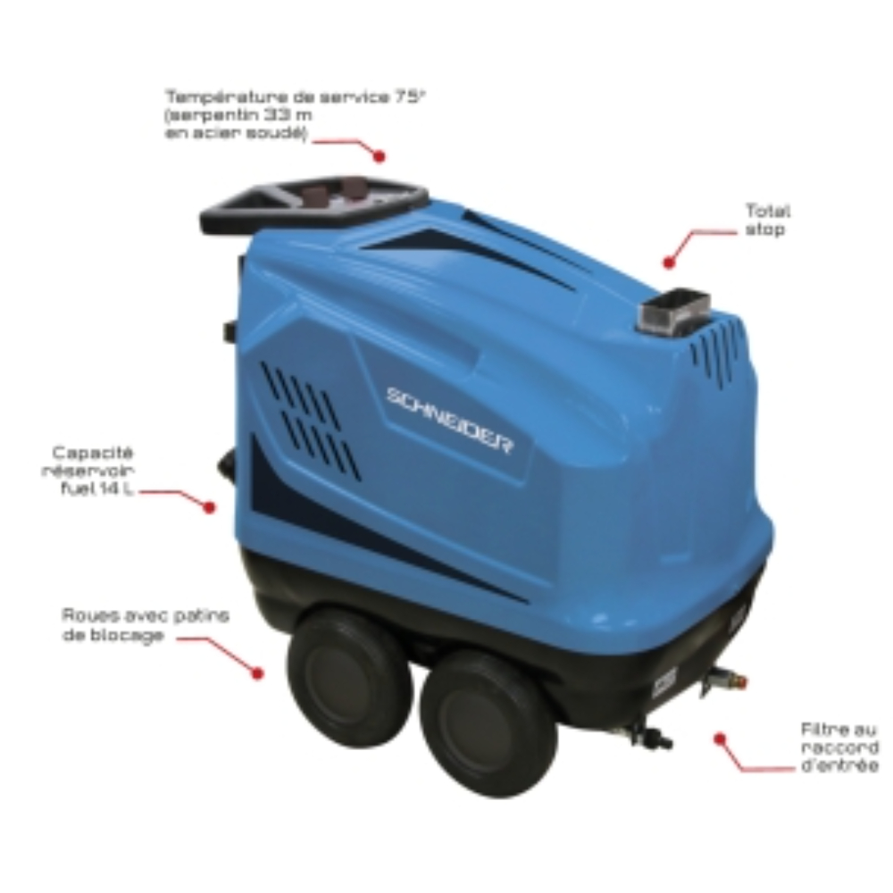 NETTOYEUR HP EAU CHAUDE MONO 540L/H 150 BARS + FLEXIBLE 15M - SCHNEIDER NHP - 50083