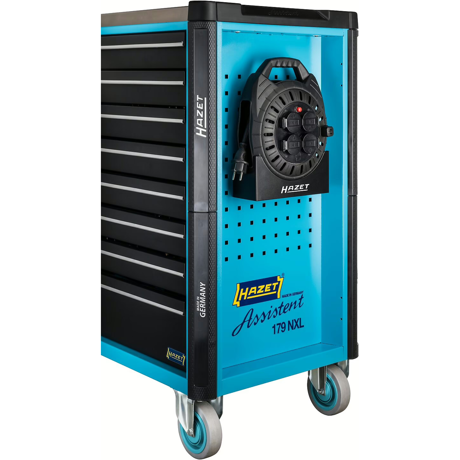 Enrouleur de câble 10 m 4 prises 230 V 16 A avec support HAZET - 161N-3D/2