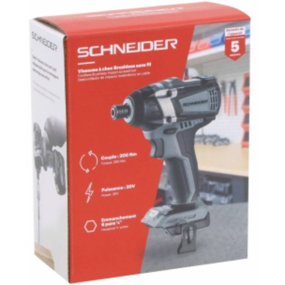 VISSEUSE A CHOC 20V 200NM BRUSHLESS SANS BATTERIE & CHARGEUR - SCHNEIDER ELECTRO - 50832