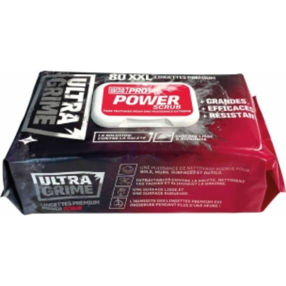 BOITE DE 80 LINGETTES XXL RESISTANTE PRO POWER SCRUB - FORMAT 38X25CM - ULTRA GRIME - 57560