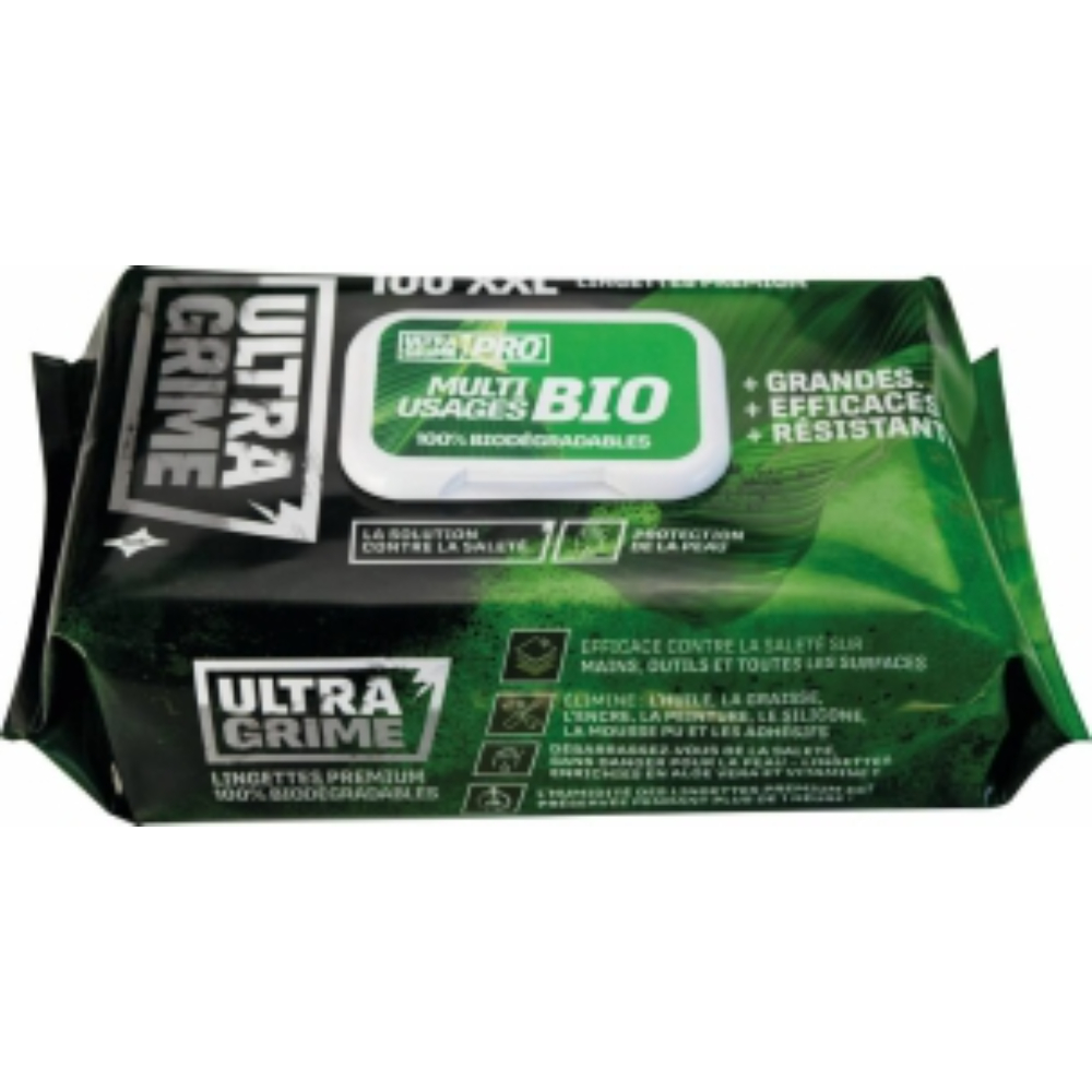 BOITE DE 100 LINGETTES PRO MULTI-USAGE BIO - FORMAT 38X25CM - ULTRA GRIME - 57570