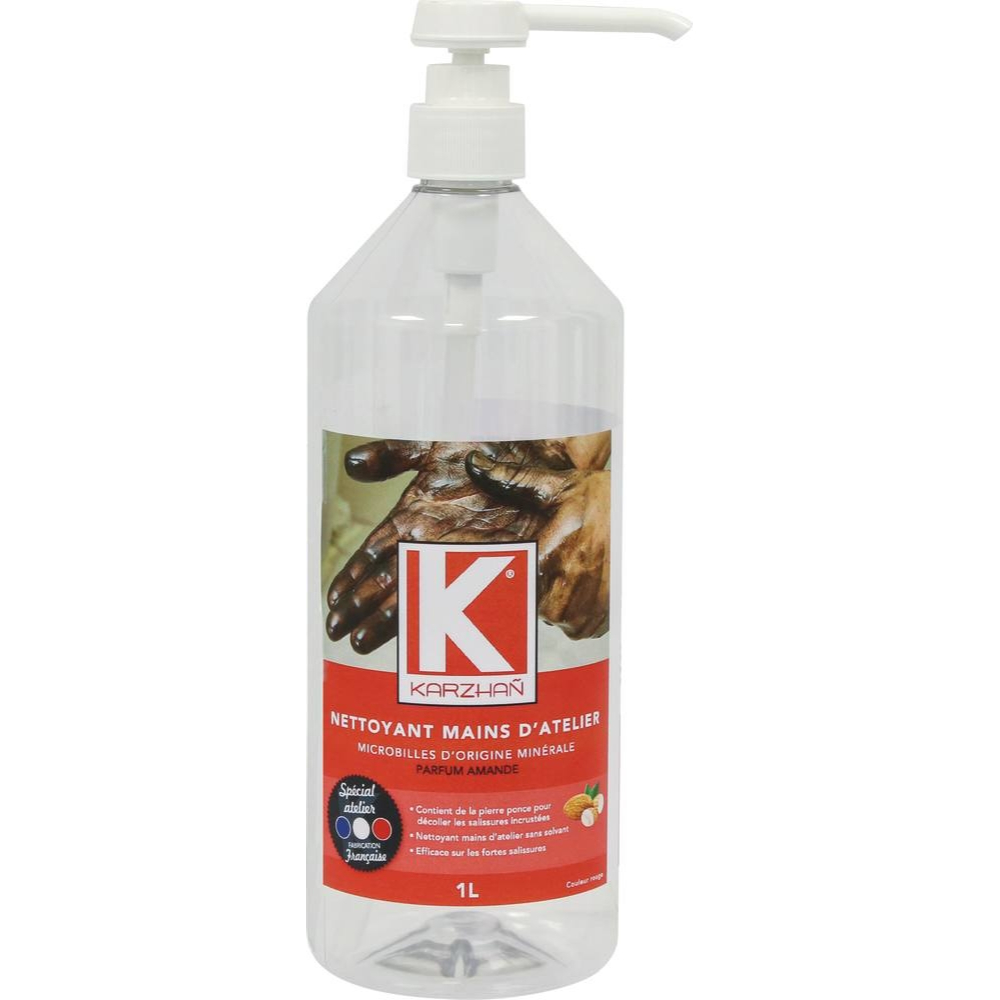 Nettoyant mains d'atelier rouge parfum amande - flacon de 1L KARZHAN - 58112