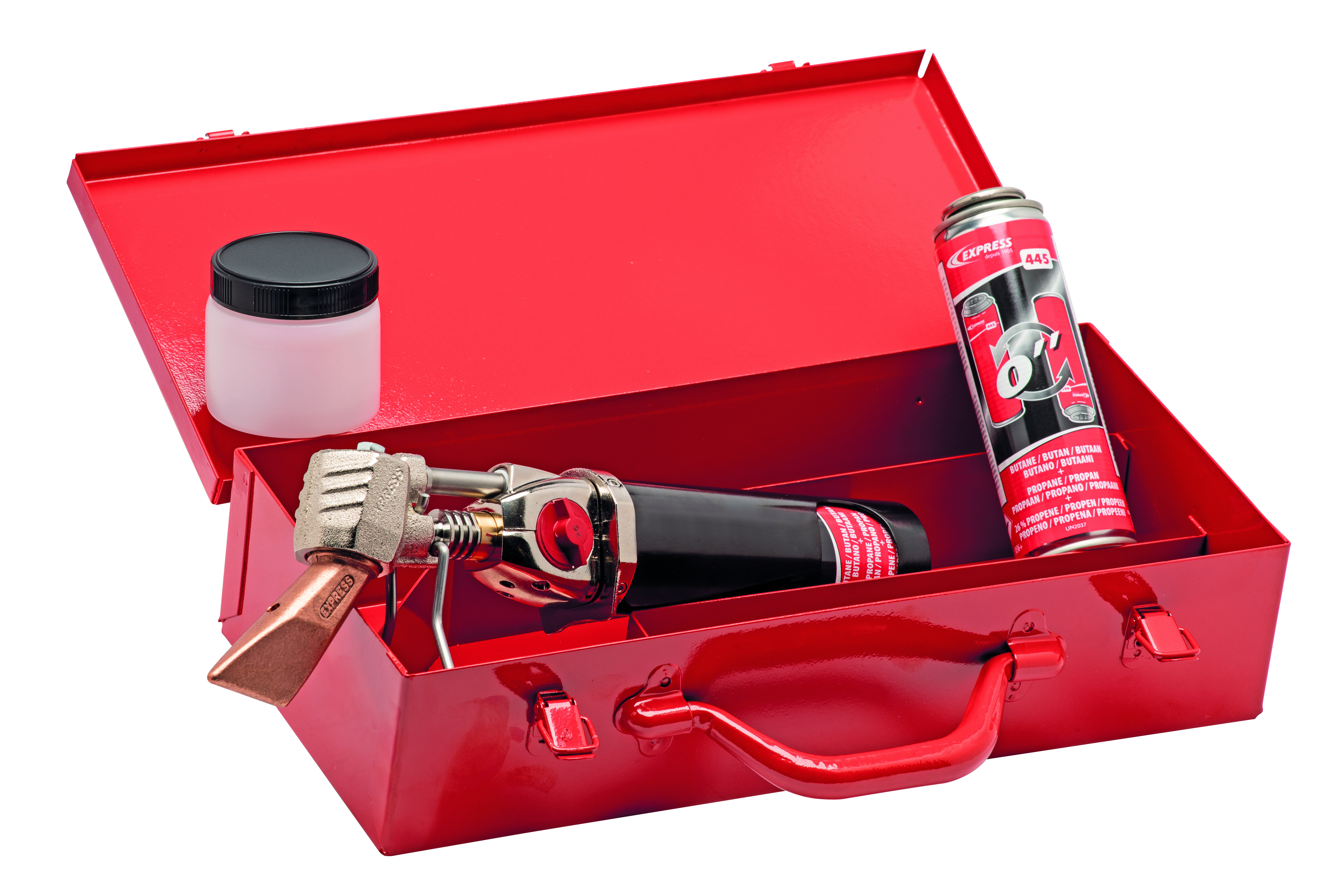 FER DE COUVREUR AUTONOME AVEC 1 CARTOUCHE DE GAZ + VALISETTE MÉTALIQUE - EXPRESS - 6364